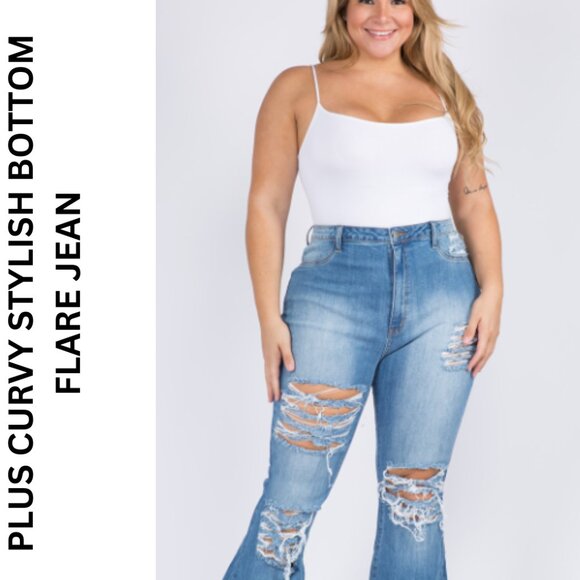 The M.A.P Jeans Denim - Denim Mid Rise Flare Women Jeans Plus Size Jeans 2x -3x ( NWT)